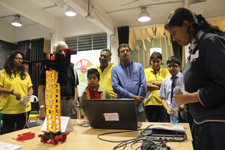Children from Sri Kumaran's showing the jury their creation